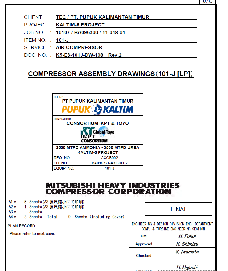 Compressor Assemby Drawing 101-J LP