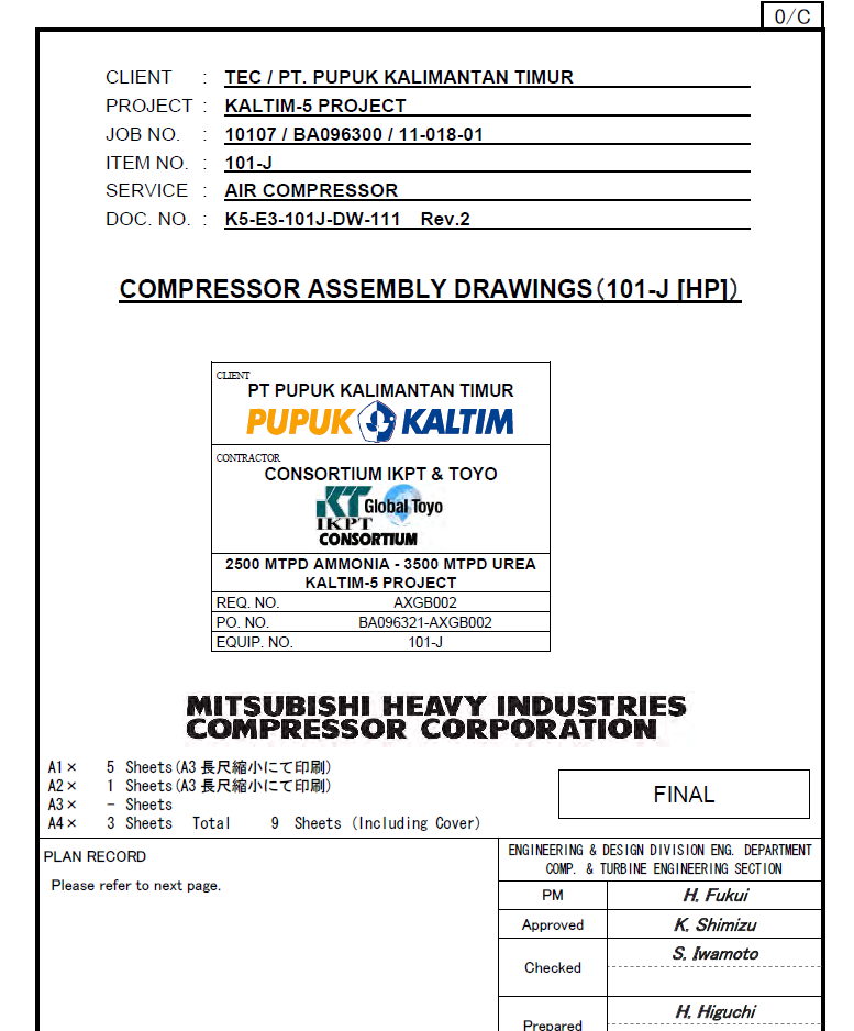 Compressor Assembly Drawing 101-J HP